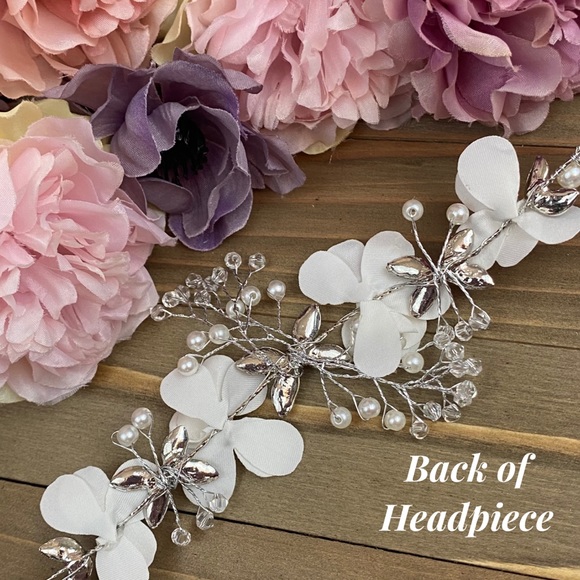 Crystal Pearl Flower Vine Tiara Headdress - Picture 16 of 16